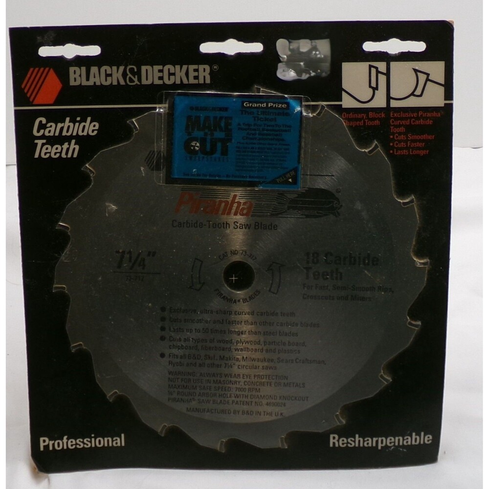 Vintage Black & Decker PIRANHA 8” Saw Blade 22 Carbide Teeth  NEW!